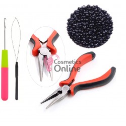 Set Nano Ring Extensii Par cu 100 Inele fara silicon Brunet + Cleste + Iglita + Croseta IM001A